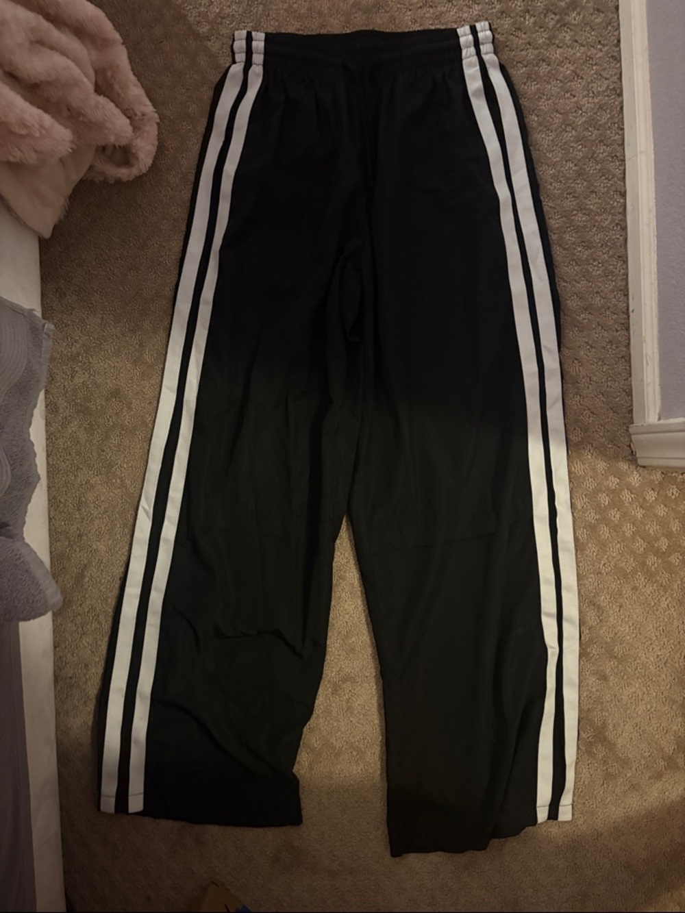 Edikted Black nylon pants with White Side Stripes